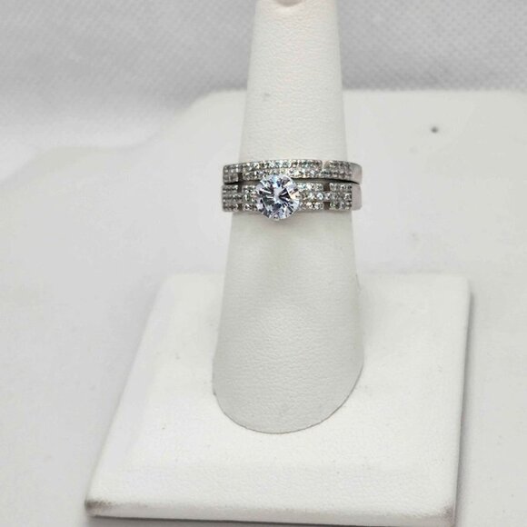 BRAND NEW  Sterling Silver 925 Gemstone 2 Pcs Ring - Picture 2 of 4